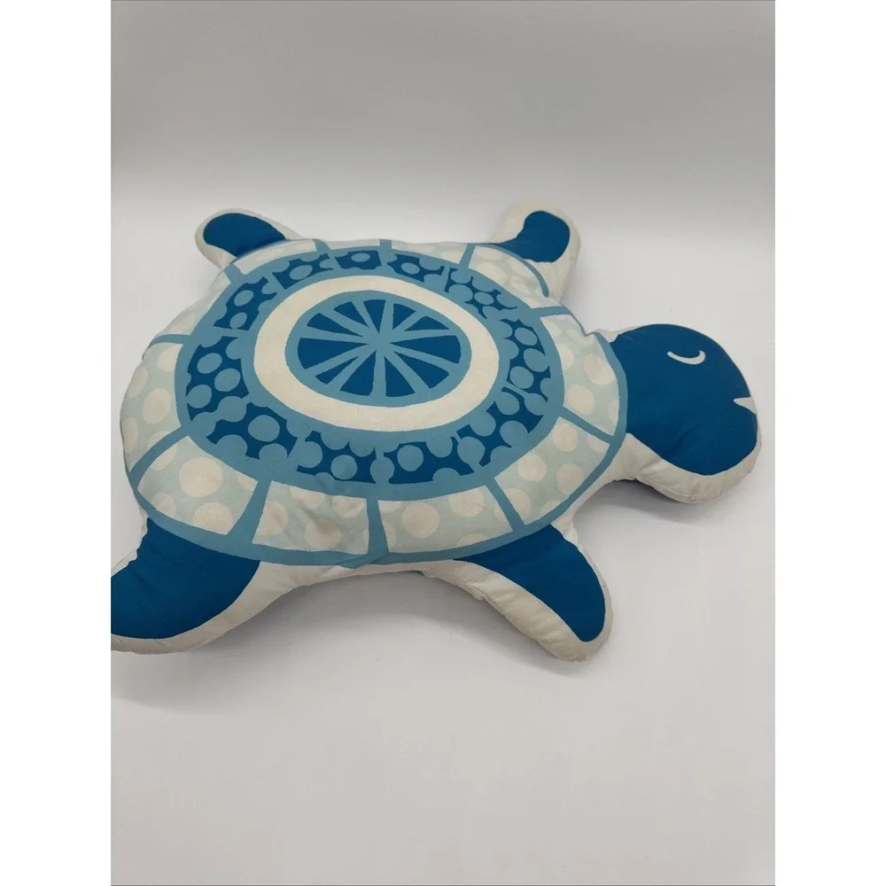 Sea Turtle Pillow Coastal Beach Theme Blue White 21